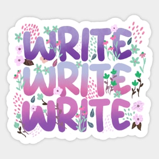 Write Write Write in Purple Florals Sticker